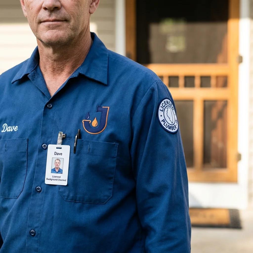 Licensed plumber showing ID badge in Prosser, WA