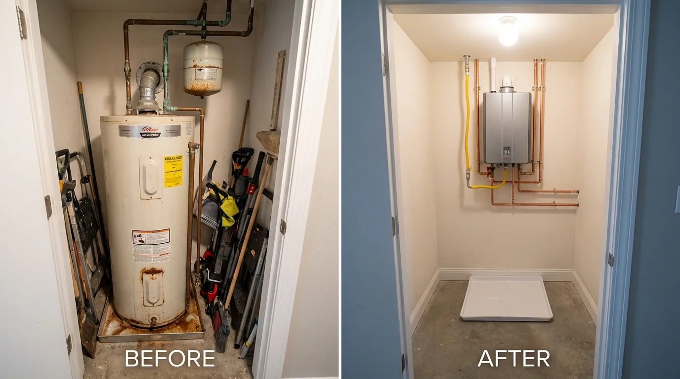 Tank water heater versus wall-mounted tankless unit comparison for Prosser, WA homeowners